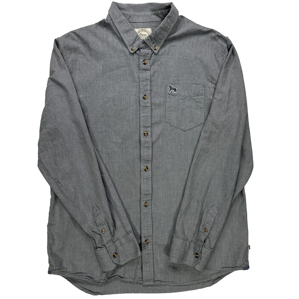 Vans Chima Ferguson Sydney Button Front Shirt Gray Oxford Pocket Men's XL Skate